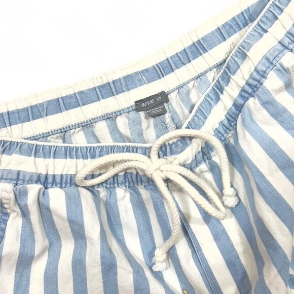 Aerie Blue White Striped Drawstring Comfy Beach Shorts Summer Size S - Picture 3 of 4